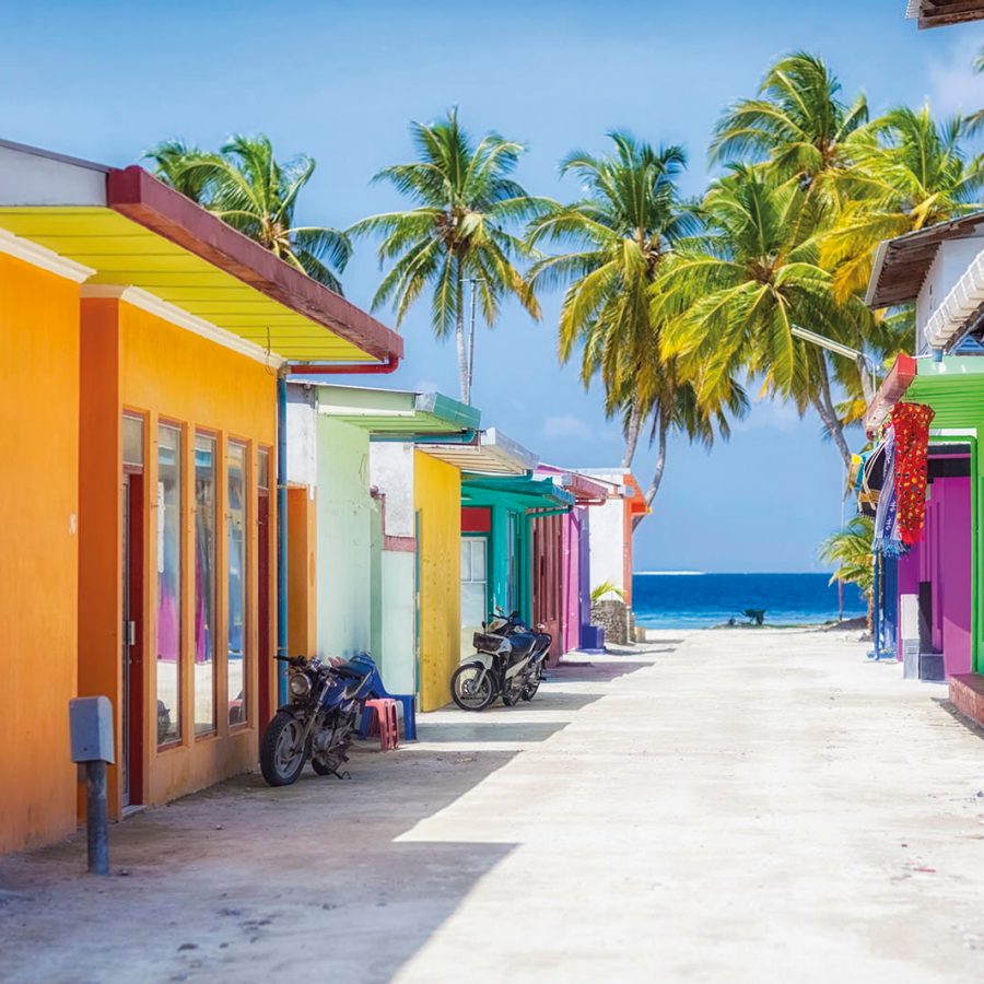 Colourful buildings on the beach