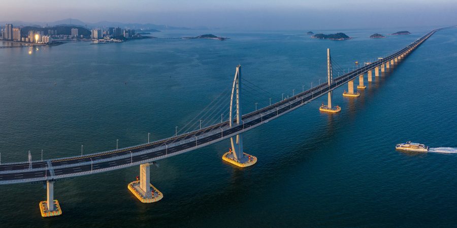 Ariel view of the Hong Kong-Zhuhai-Macao bridge.