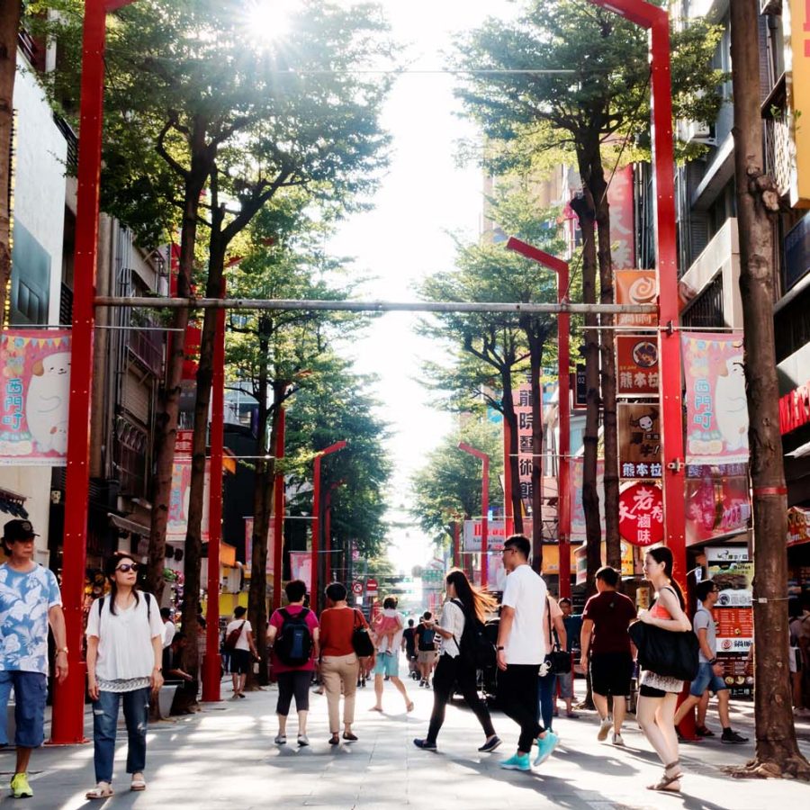 Ximending Walking District, a popular area in Taipei full of shops, bars and restaurants