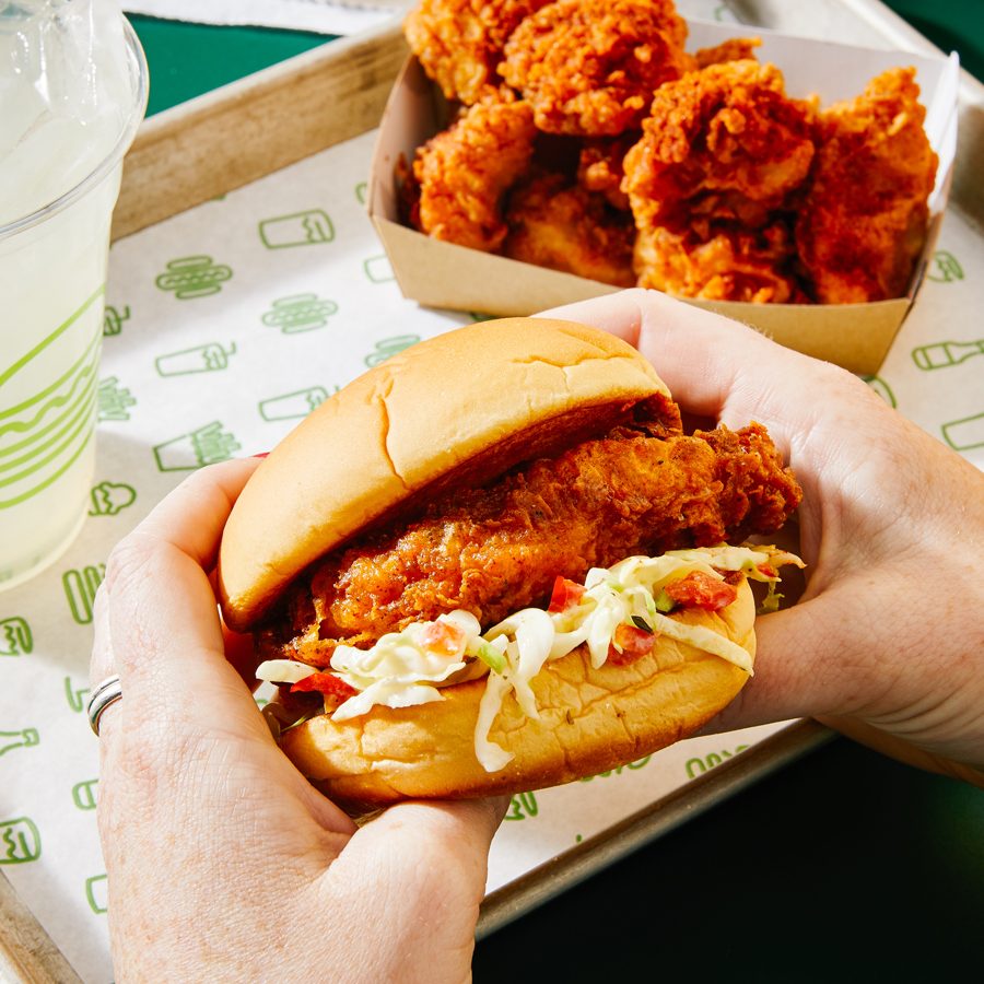 Shake shack fiery honey glaze burger & chicken pieces