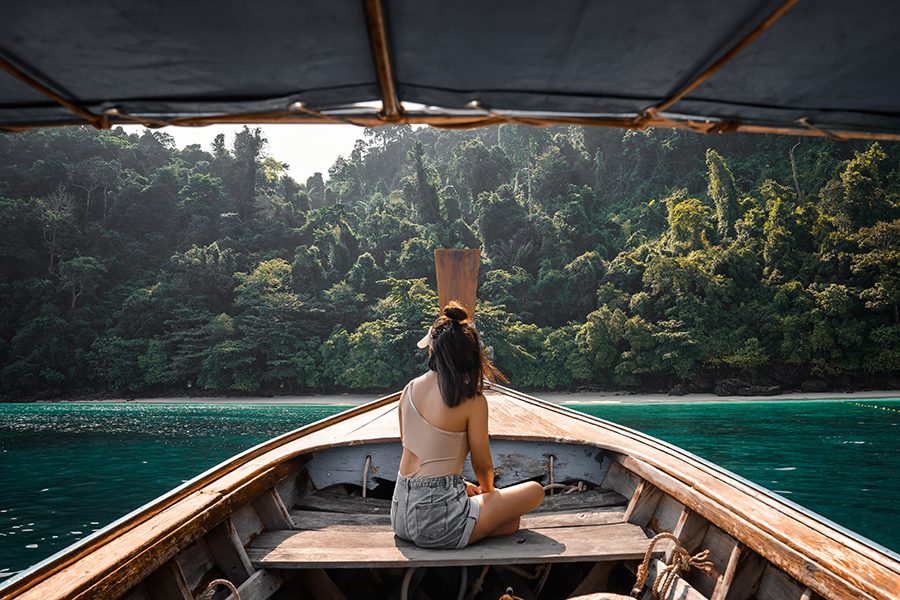  A ride on a long-tailed boat at Koh Phi Phi island, Phuket, Thailand. Credit: Getty Images 