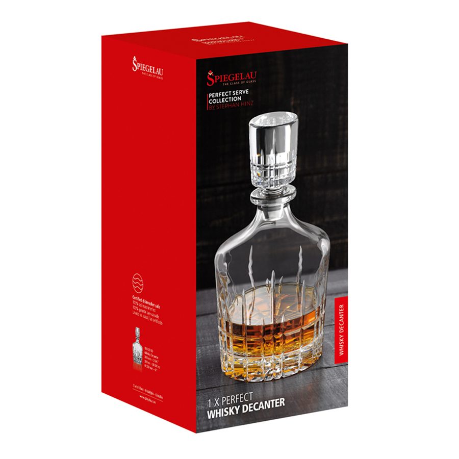 A Spiegelau crystal glass perfect whisky decanter in its box, from the perfect serve collection