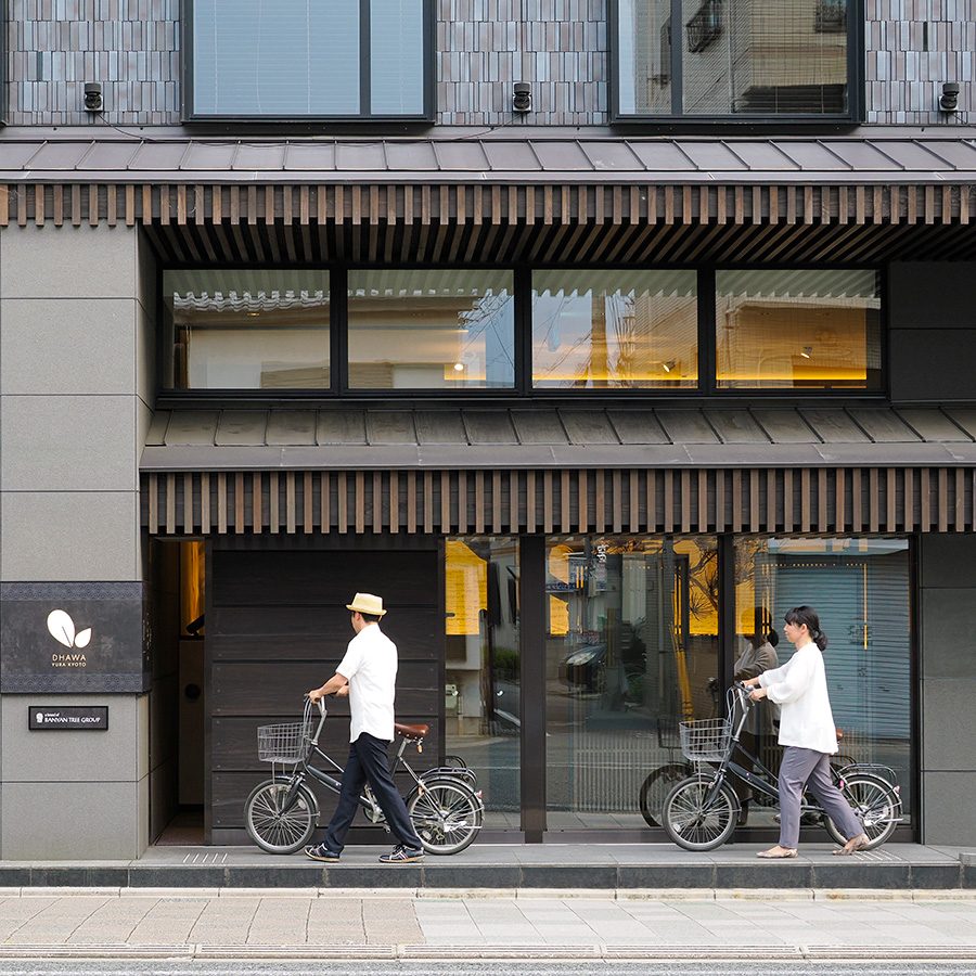 Dhawa Yura Kyoto entrance with two bicycles