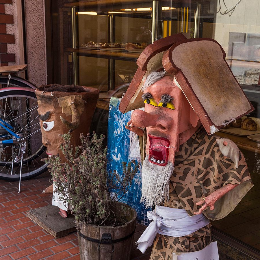 Yokai street bread monster statue