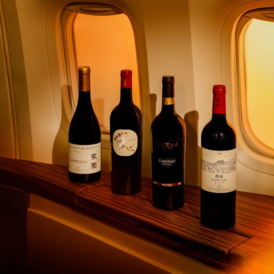 Four vintage wines served on board