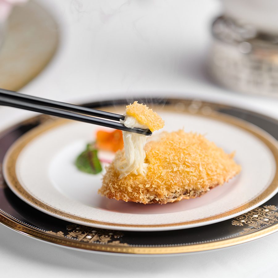 T'ang Court 's deep fried crab shell on a plate