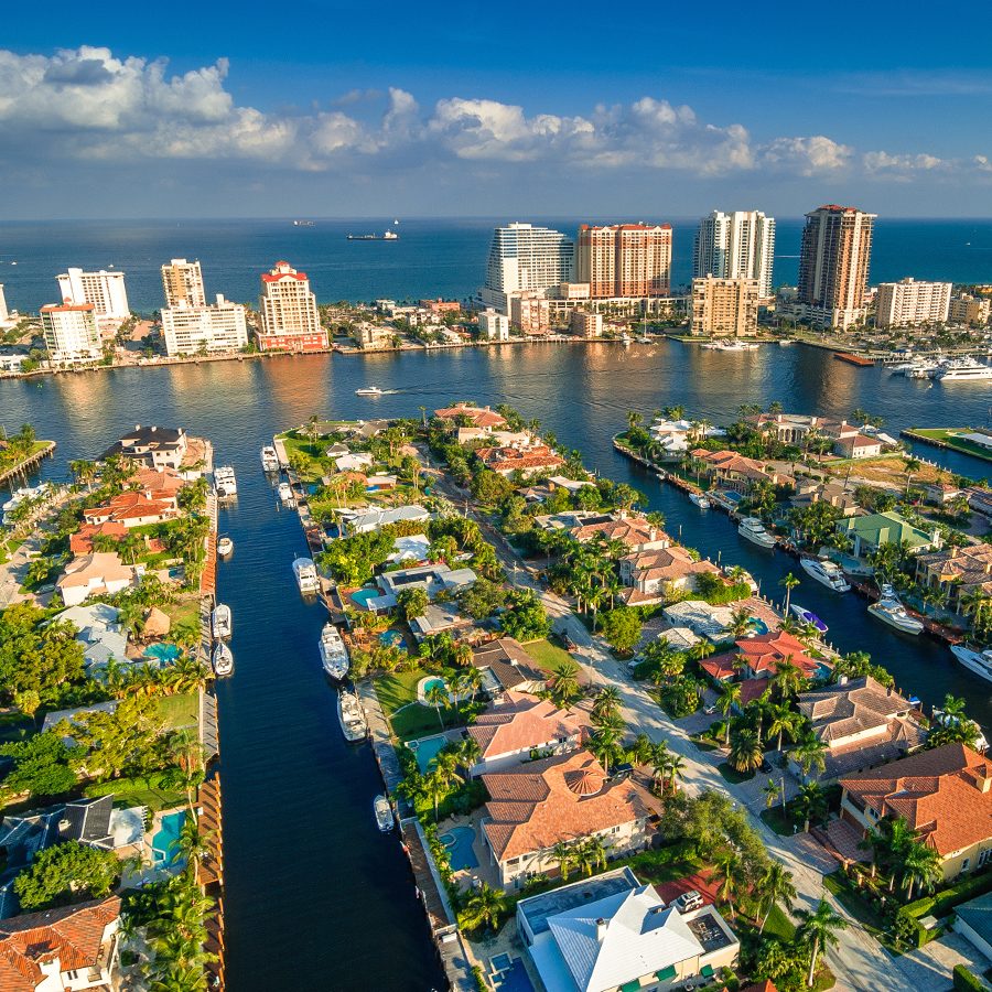 Waterways and homes in Fort Lauderdale.