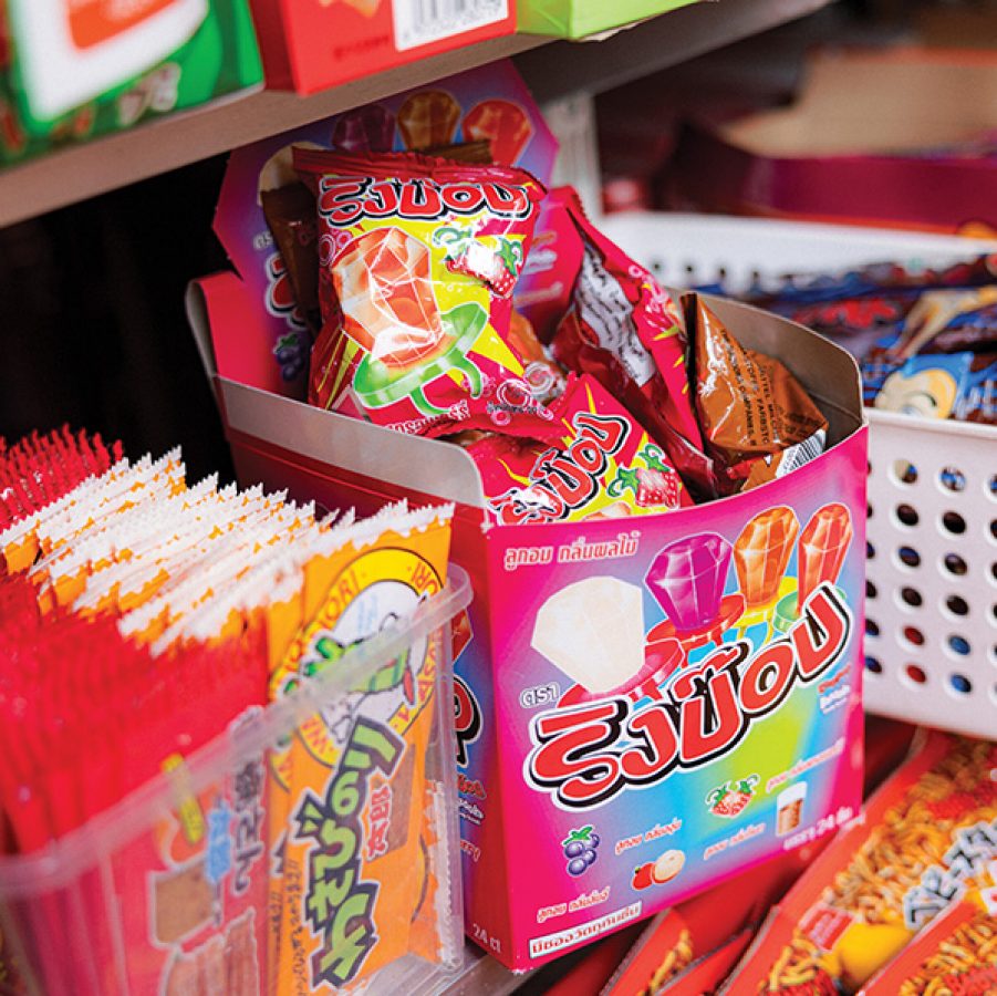 A close-up of old Hong Kong sweets and childhood snacks at Nam Cheong Shop in Shek Kip Mei, Hong Kong